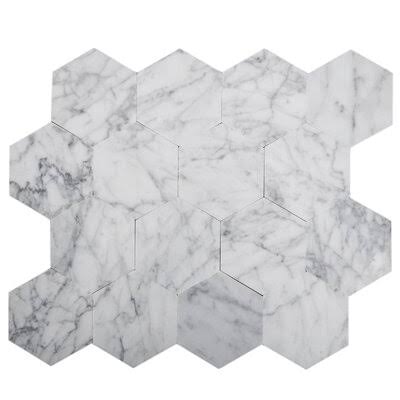 Carrara Natural Stone Peel & Stick Mosaic Tile M48319