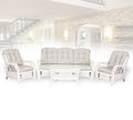Rattan Wicker Living Room Set 4 Pieces: 2 Lounge Chair ThreeSeater/Sofa Coffee Table White Color with Cushion U3566
