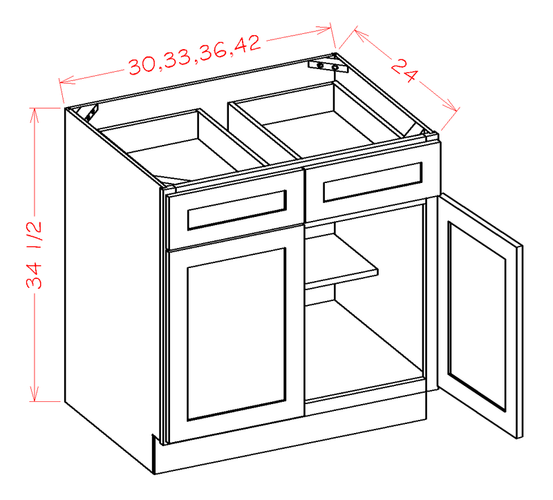 Grey 2 Doors 2 Drawers 1 Shelf Base Cabinet High-Density Fiberboard S51797