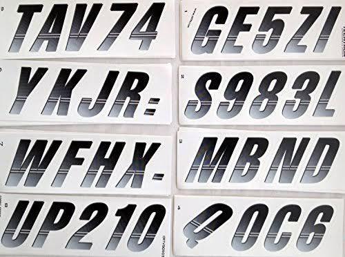 Black White Alpha-Numeric Registration Identification Numbers Stickers Decals for Boats Personal Watercraft Q90261