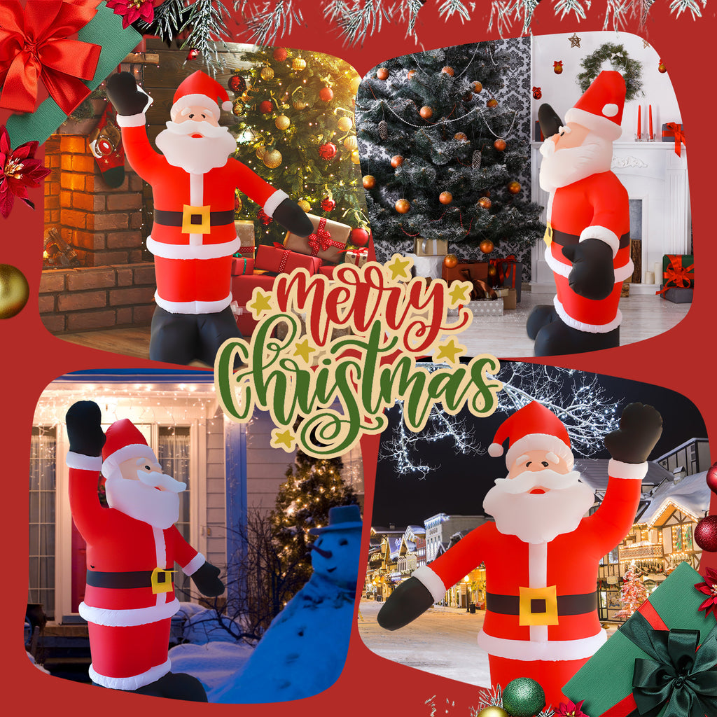 8FT Tall Inflatable Santa with Rope Floor Stakes D6124