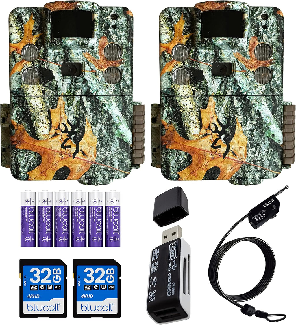Camo 20 MP Game Cam x2 Bundle with Cable Lock, Batteries, 32GB SDHC Cards x2, and USB 2.0 Card Reader W88680