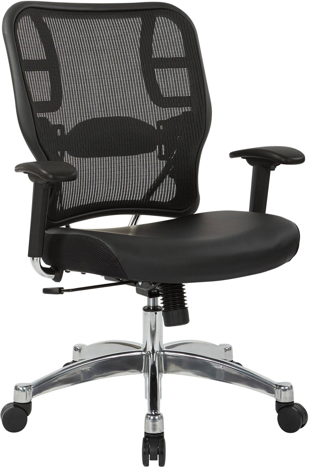 Black Vertical Mesh Back Chair with Bonded Leather Seat Y6344