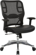 Black Vertical Mesh Back Chair with Bonded Leather Seat Y6344