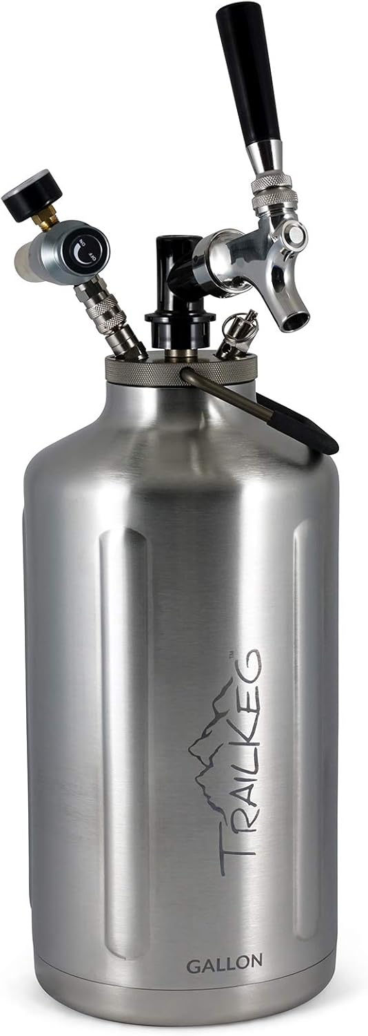 Stainless Steel Half Gallon Growler with Chrome Tap and Dual Stage CO2 Regulator S6307