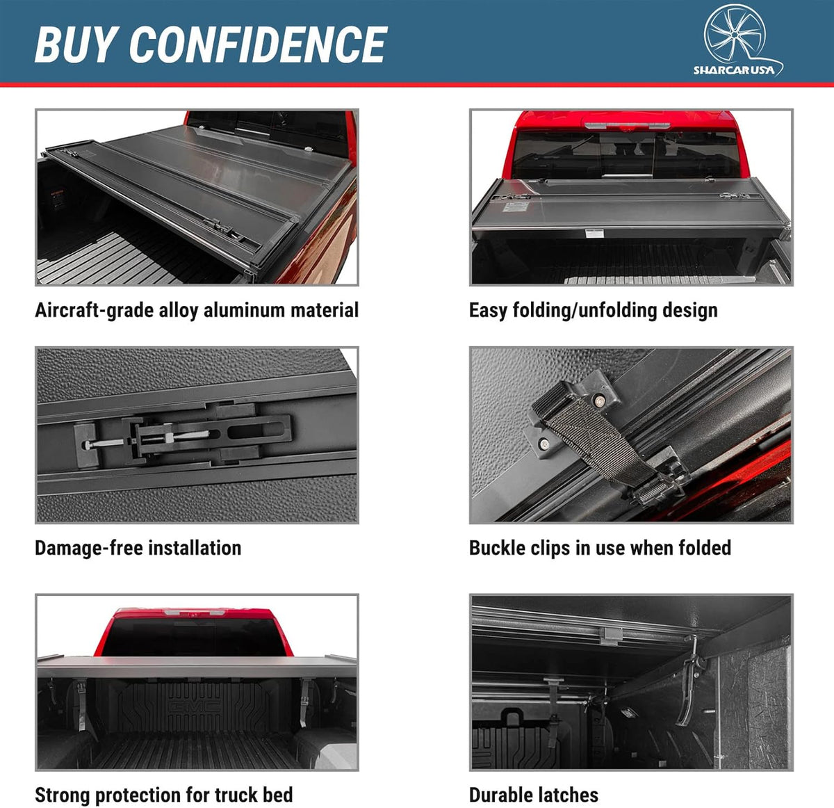 Black Hard Tri-Fold Truck Bed Tonneau Cover for Ford Ranger 5' Bed Z6650