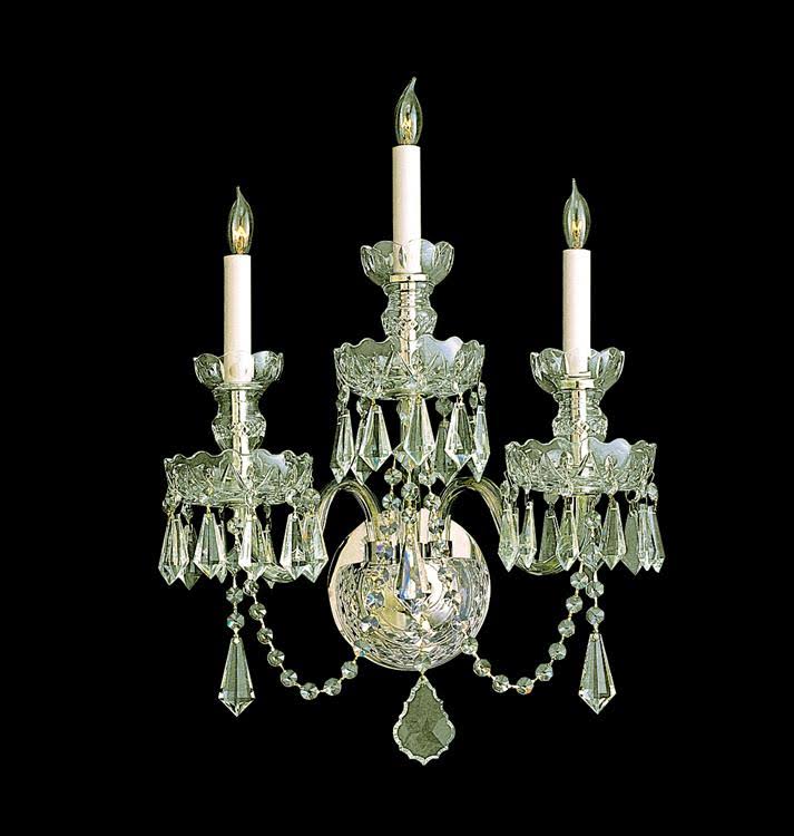 Brass Crystal 3 Light Sconce T259