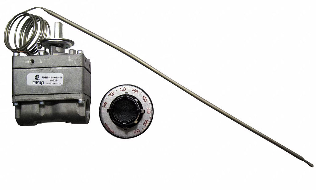 Gas Thermostat, 1/2 in Pipe, 300 to 650 F J20647