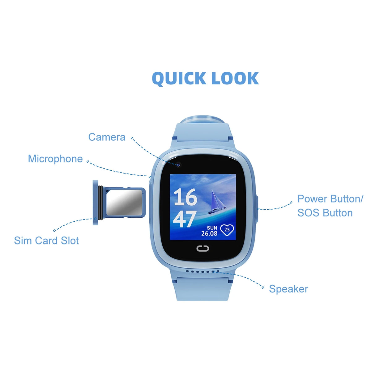 4G Smartwatch with SIM Slot, IP67 Waterproof D14703