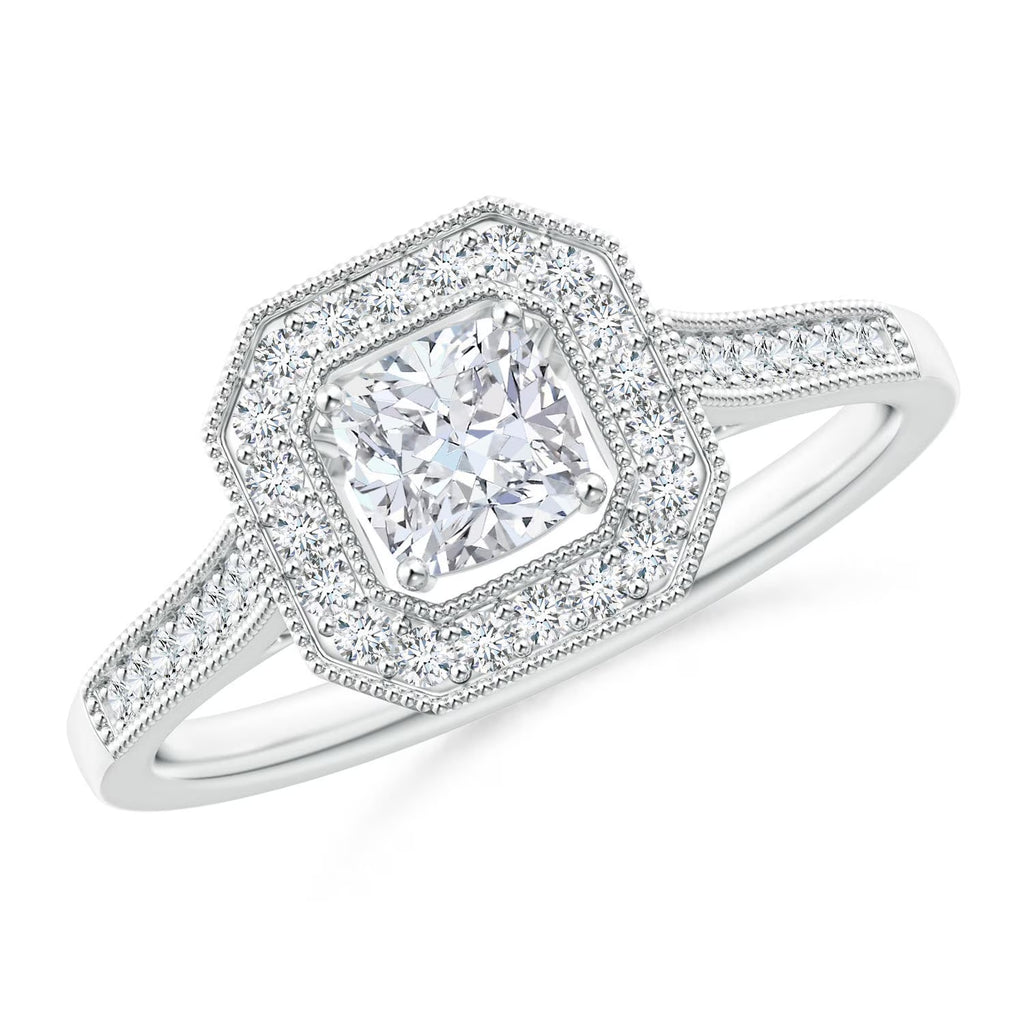 Natural Diamond Halo Engagement Ring in Platinum, Size-10.5 A40029