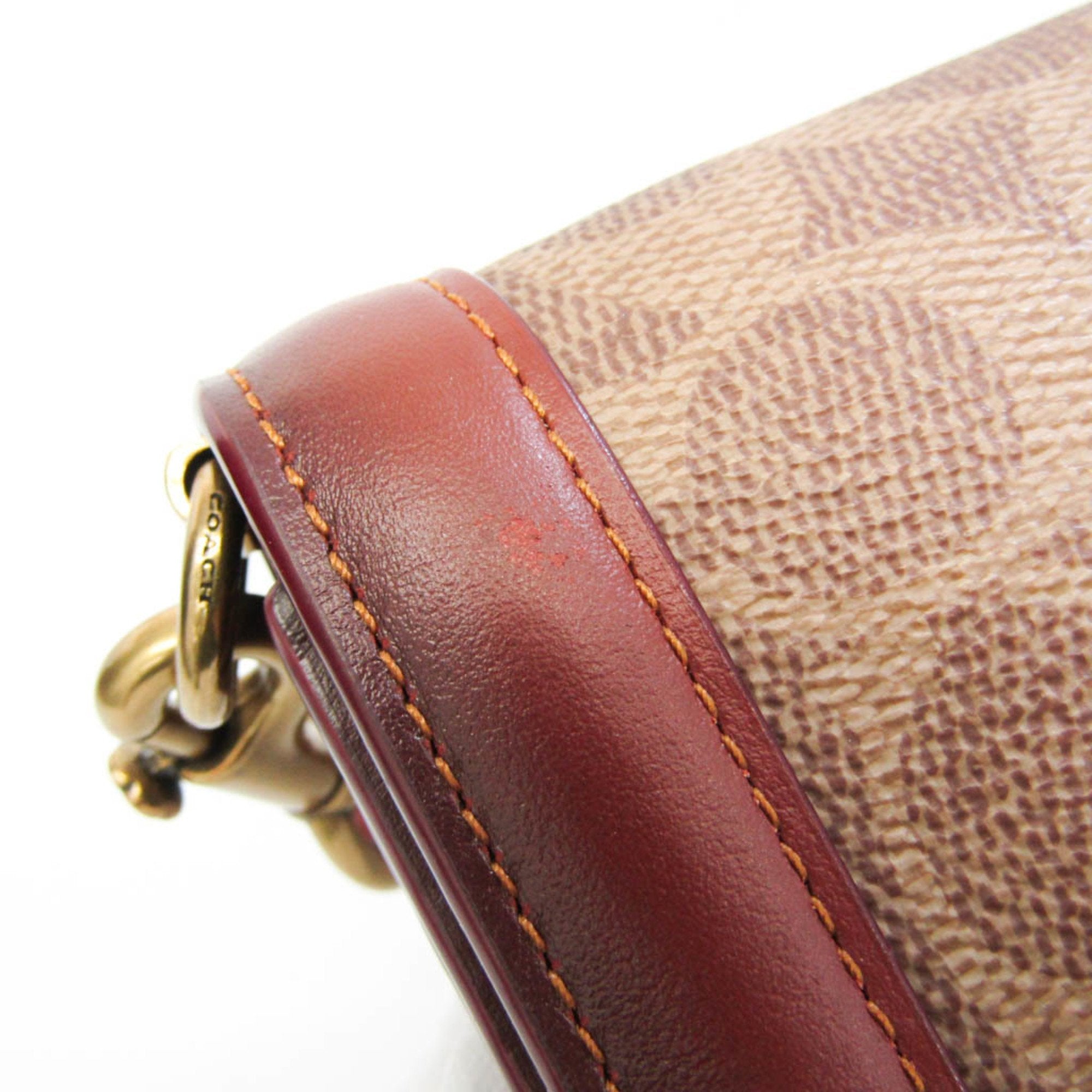 Beige Brown Leather Shoulder Bag E283