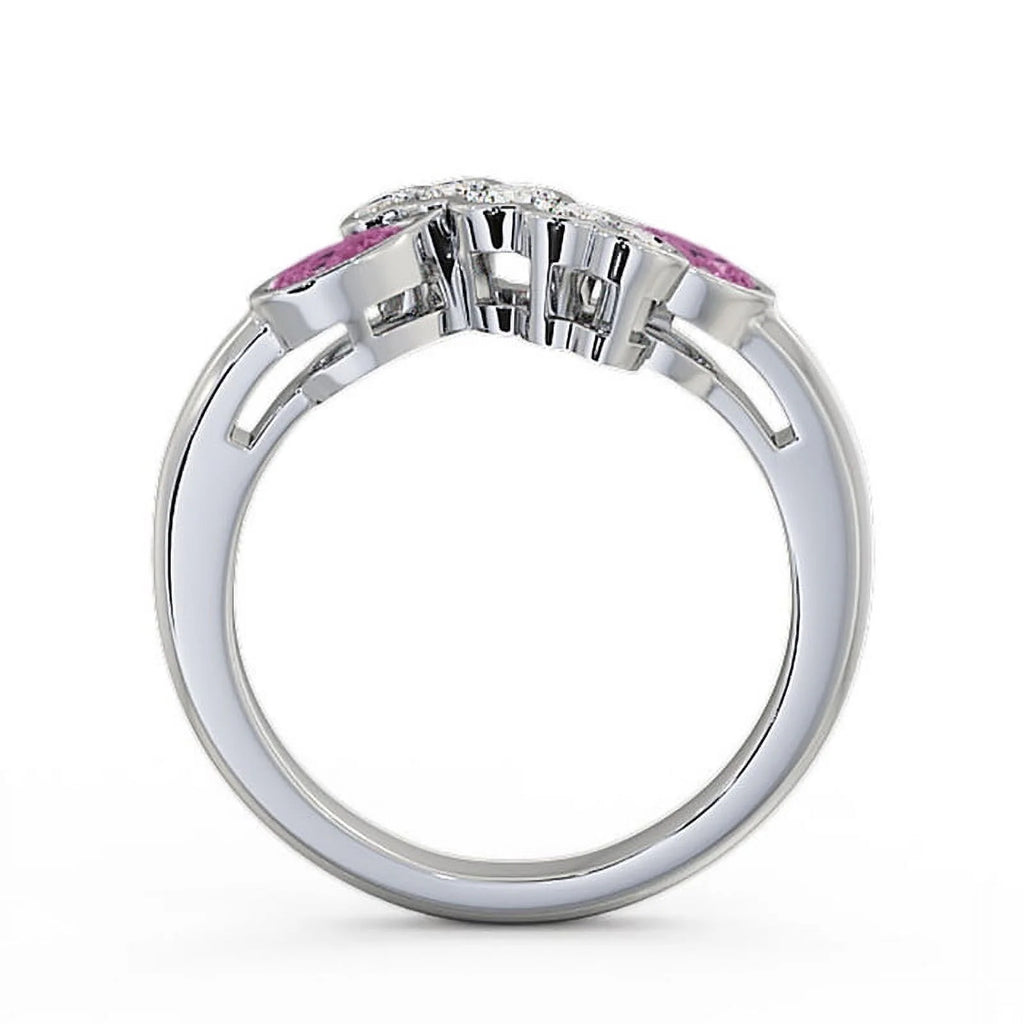 14K White Gold Pear Cut Pink Sapphire Diamond Eternity Band Size 8.5 P469988