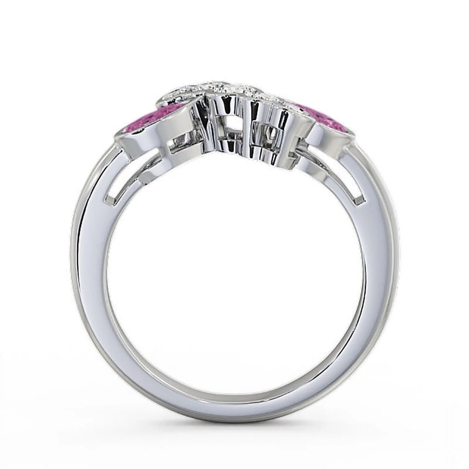14K White Gold Pear Cut Pink Sapphire Diamond Eternity Band Size 8.5 P469988
