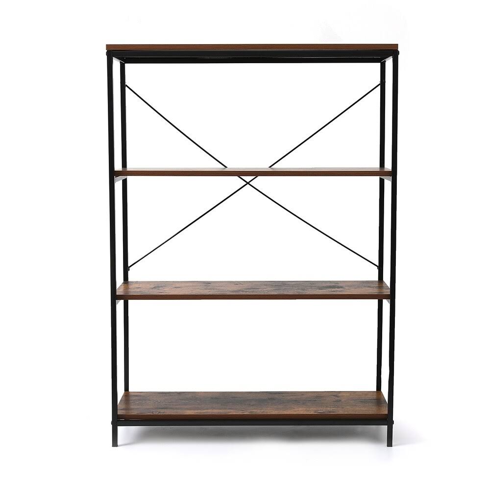Brown Metal and Wood 4 Shelf Bookcase L951