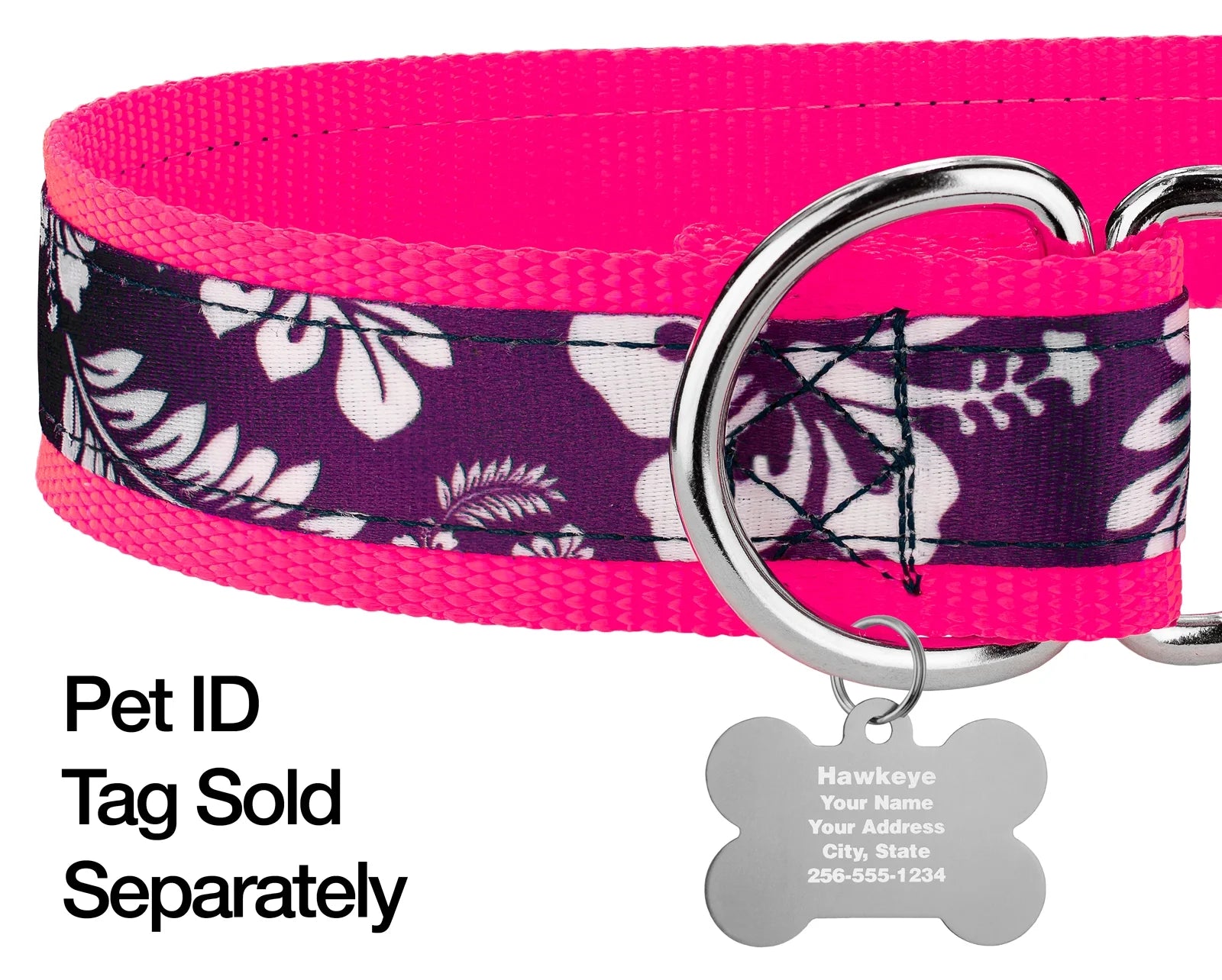 Purple Hawaiian Martingale Dog Collar, 1 1/2 inch, Large R4925