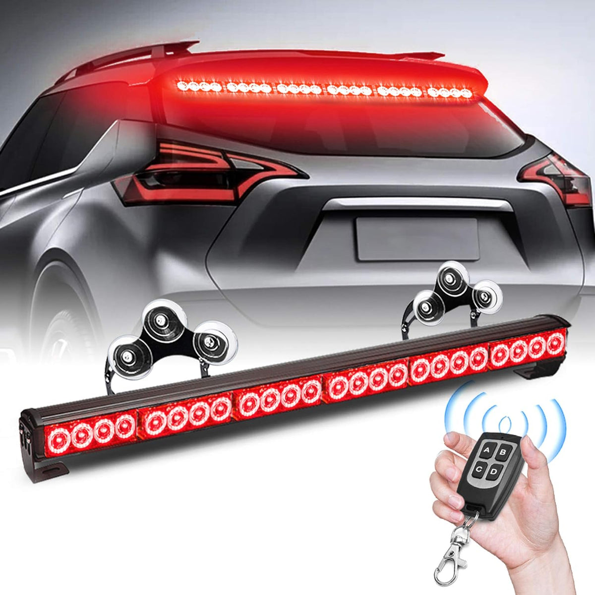 27 Inch 6 Panel LED Strobe Light Bar with Wireless Remote Control (Blue/Amber) Pack of 2 B744