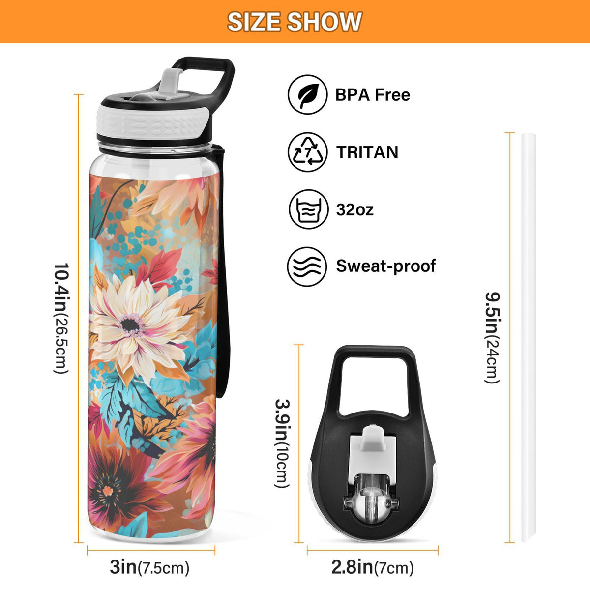 Blue and Pink 32oz Tritan Leakproof Water Bottle with Straw A8144