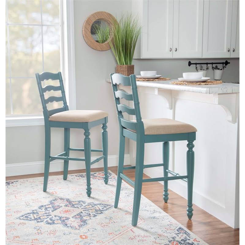 Blue Wood Bar Stool U31197