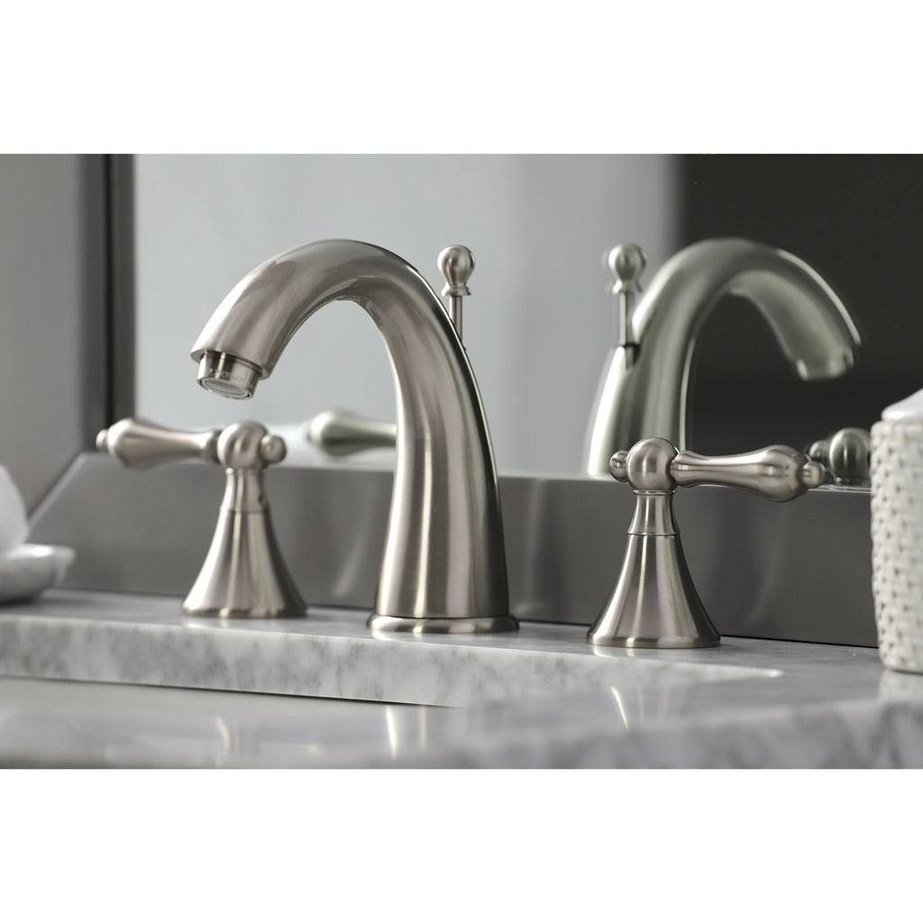 Brushed Nickel Widespread Bathroom Faucet with Brass Pop-Up V8557