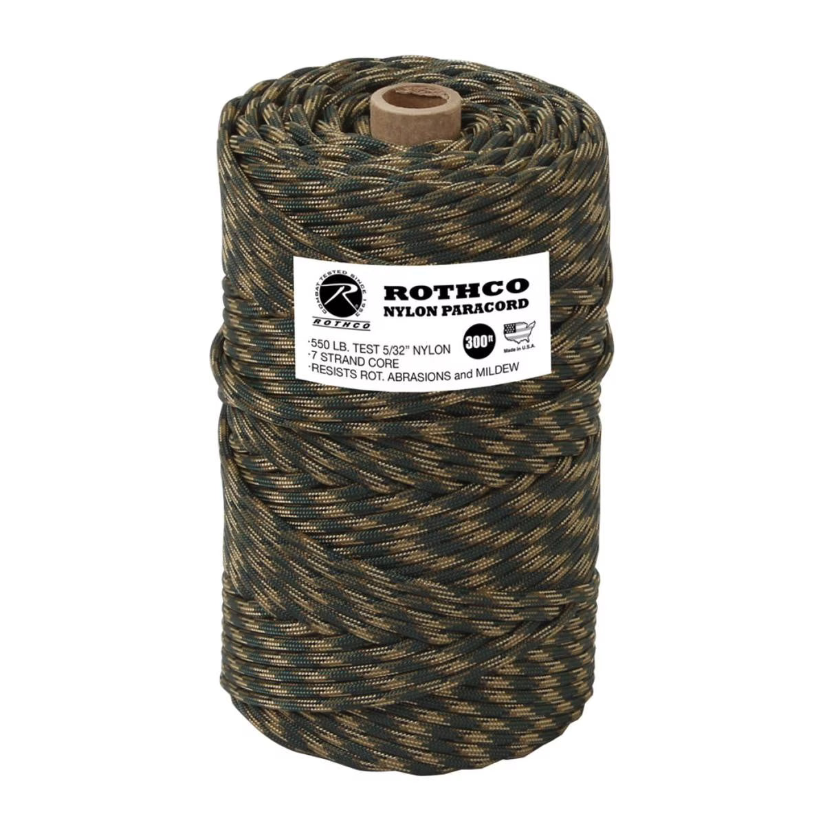 Woodland Camo Nylon Paracord 300 Ft Tube L157