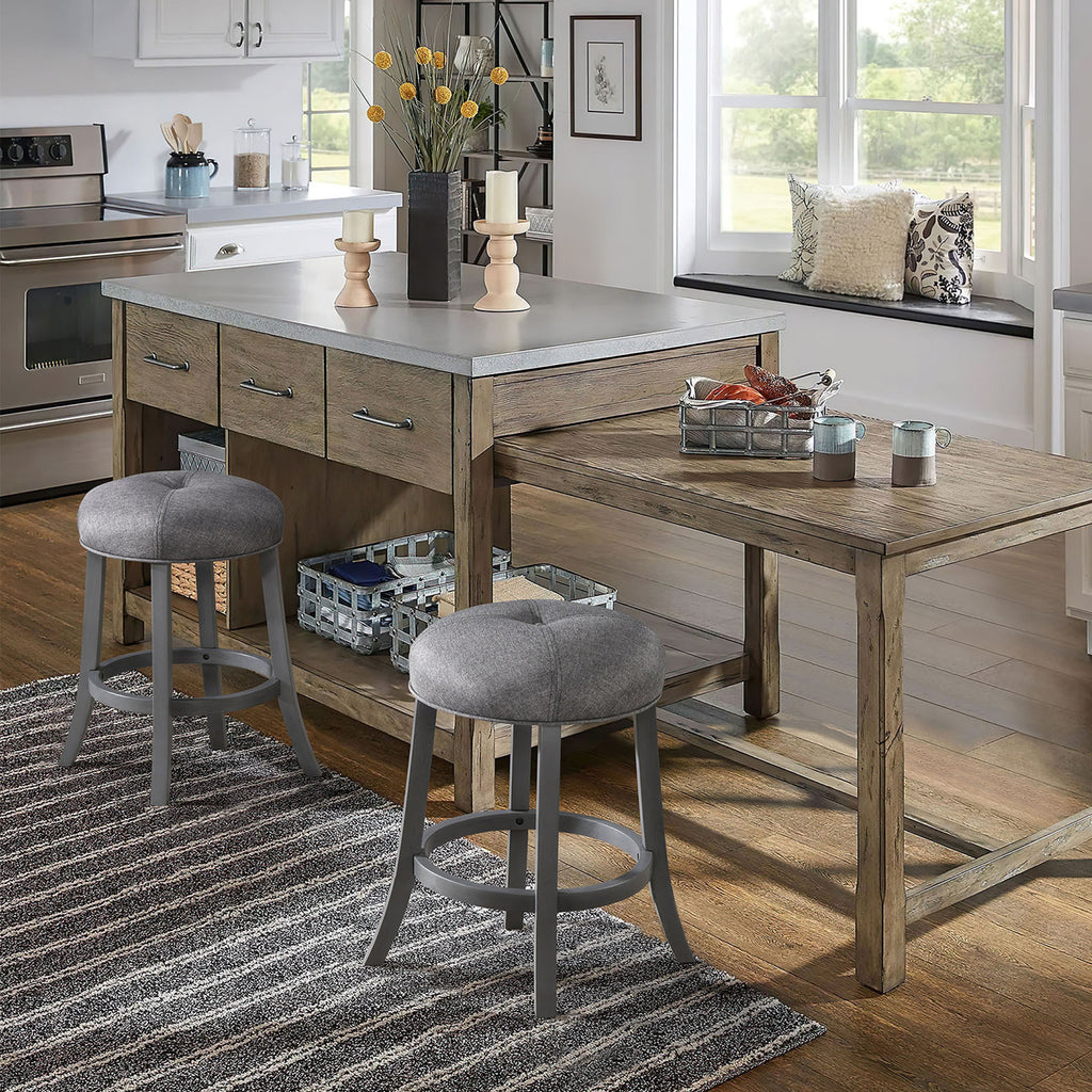 Grey Upholstered Counter Height Bar Stools Set of 2 I7988