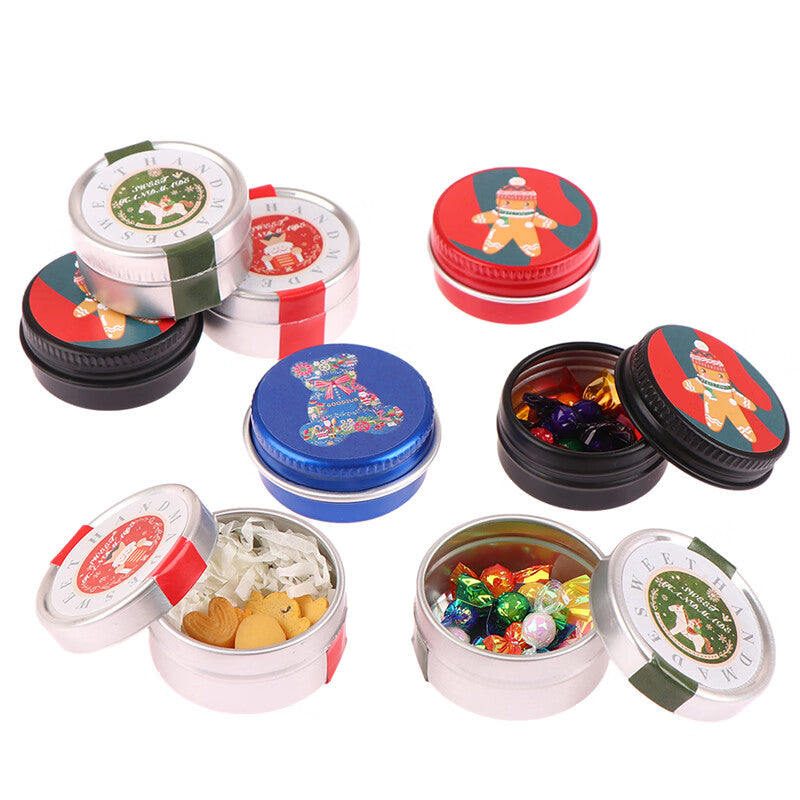 1:12 Dollhouse Miniature Christmas Cookies Tin Box Decor Toy Y6904