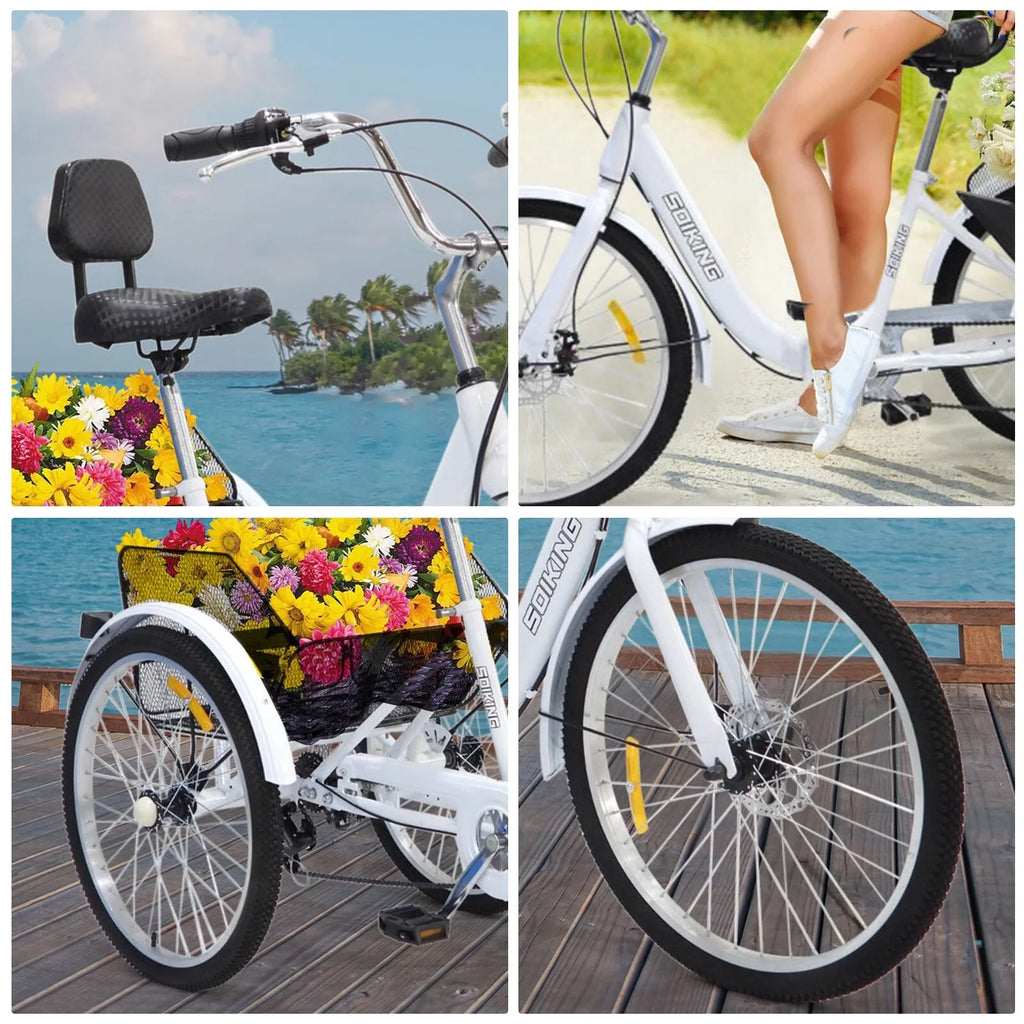 Adult Tricycle Road Bike with Shopping Basket C2168