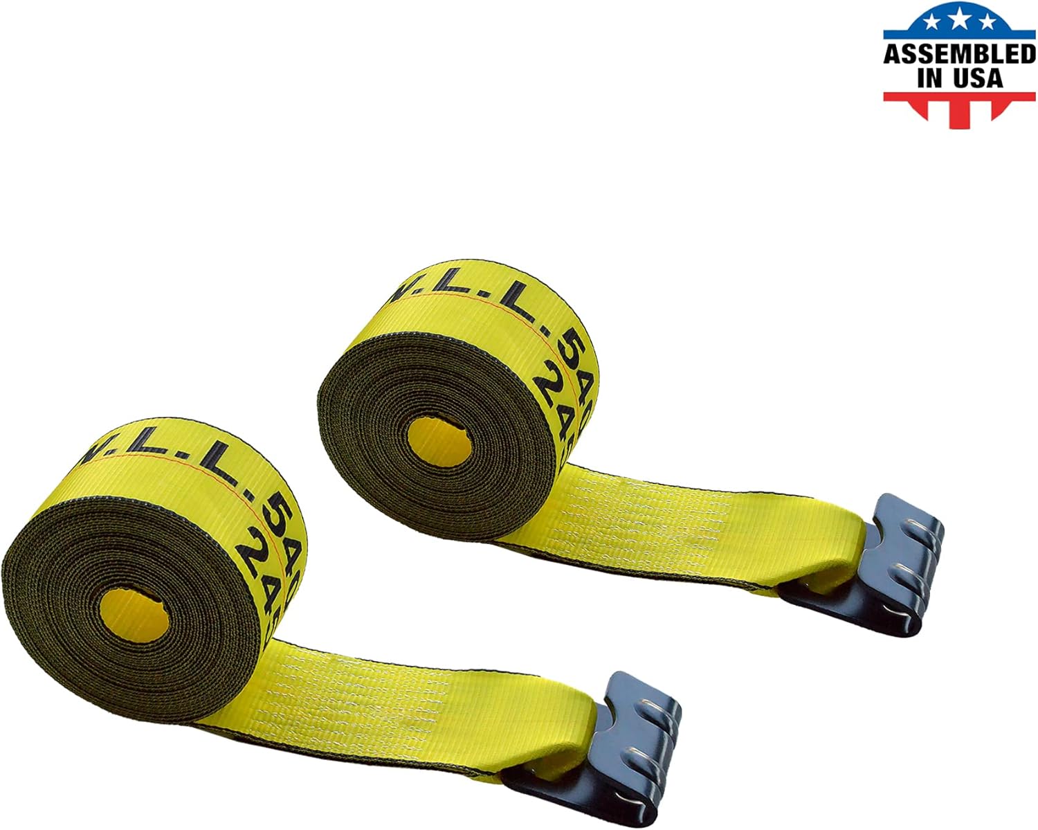 4 - Pack Yellow Heavy Duty Tie-Down Winch Strap with Flat Hooks I913