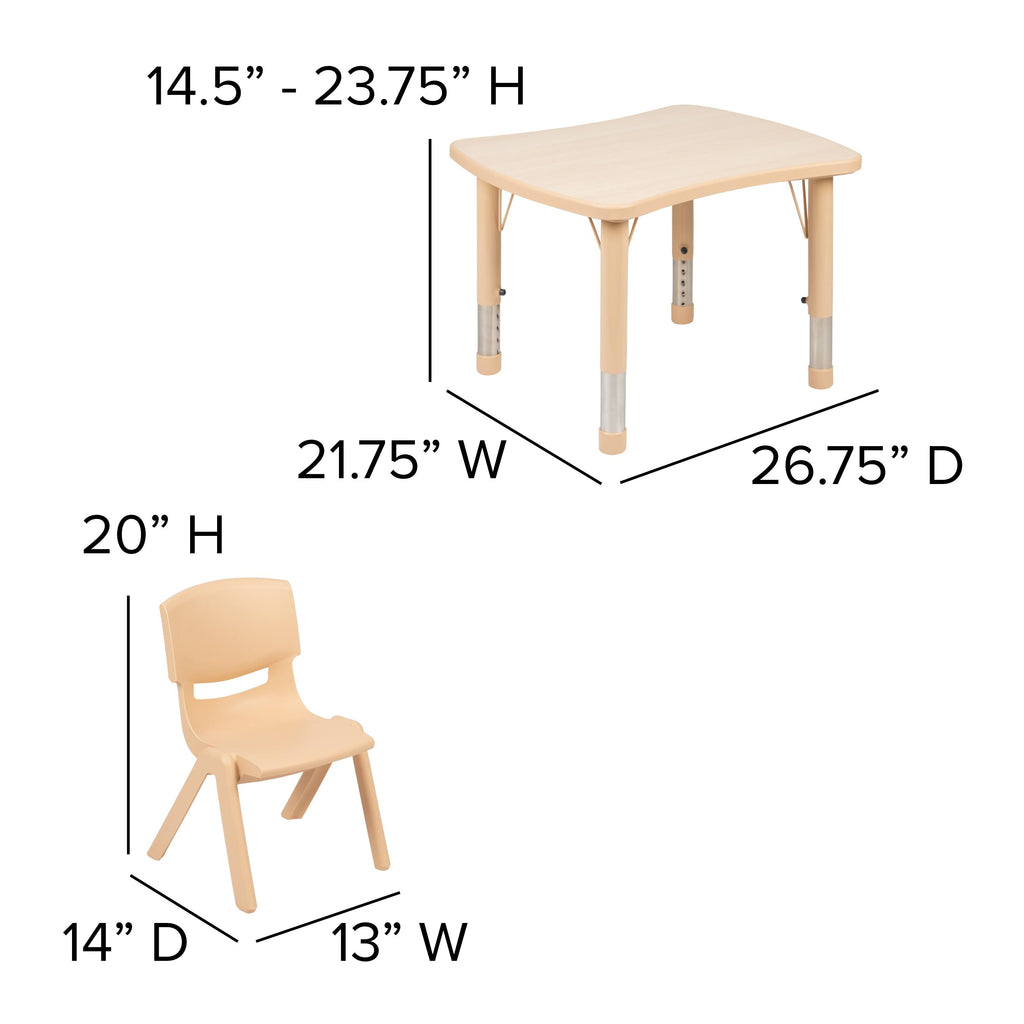 Green Rectangle Plastic Activity Table Set with 2 Chairs I7253