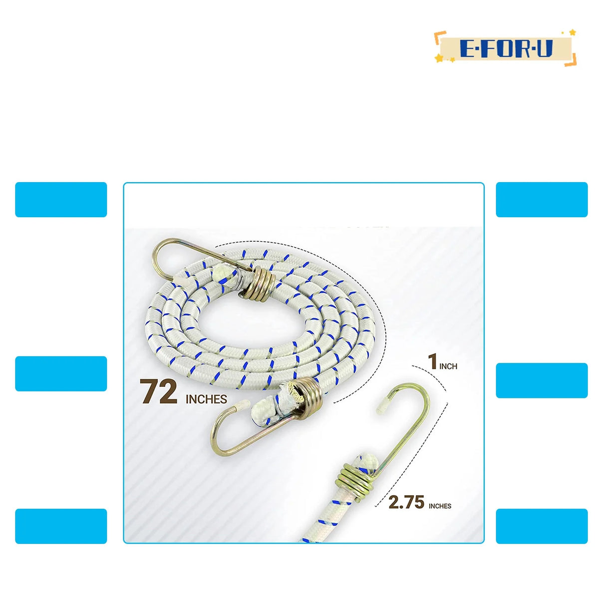 6 Pack 72-Inch Heavy Duty Bungee Cords with Metal Hooks P8434