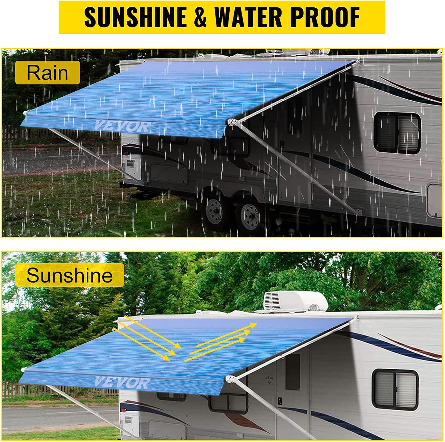 18' Ocean Blue Vinyl RV Awning Fabric Replacement X174398