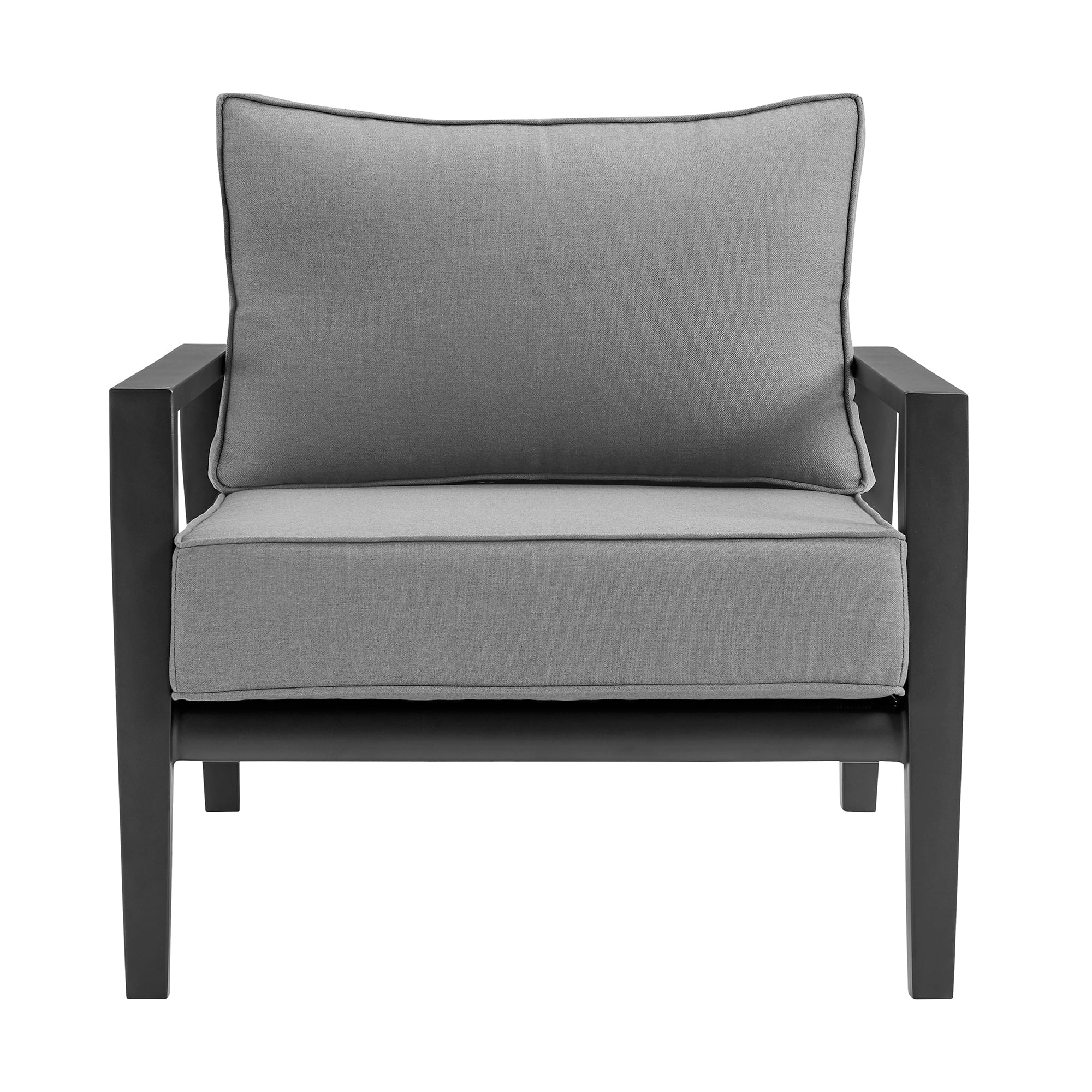4 Piece Black Aluminum Outdoor Seating Set with Dark Gray Cushions I874804