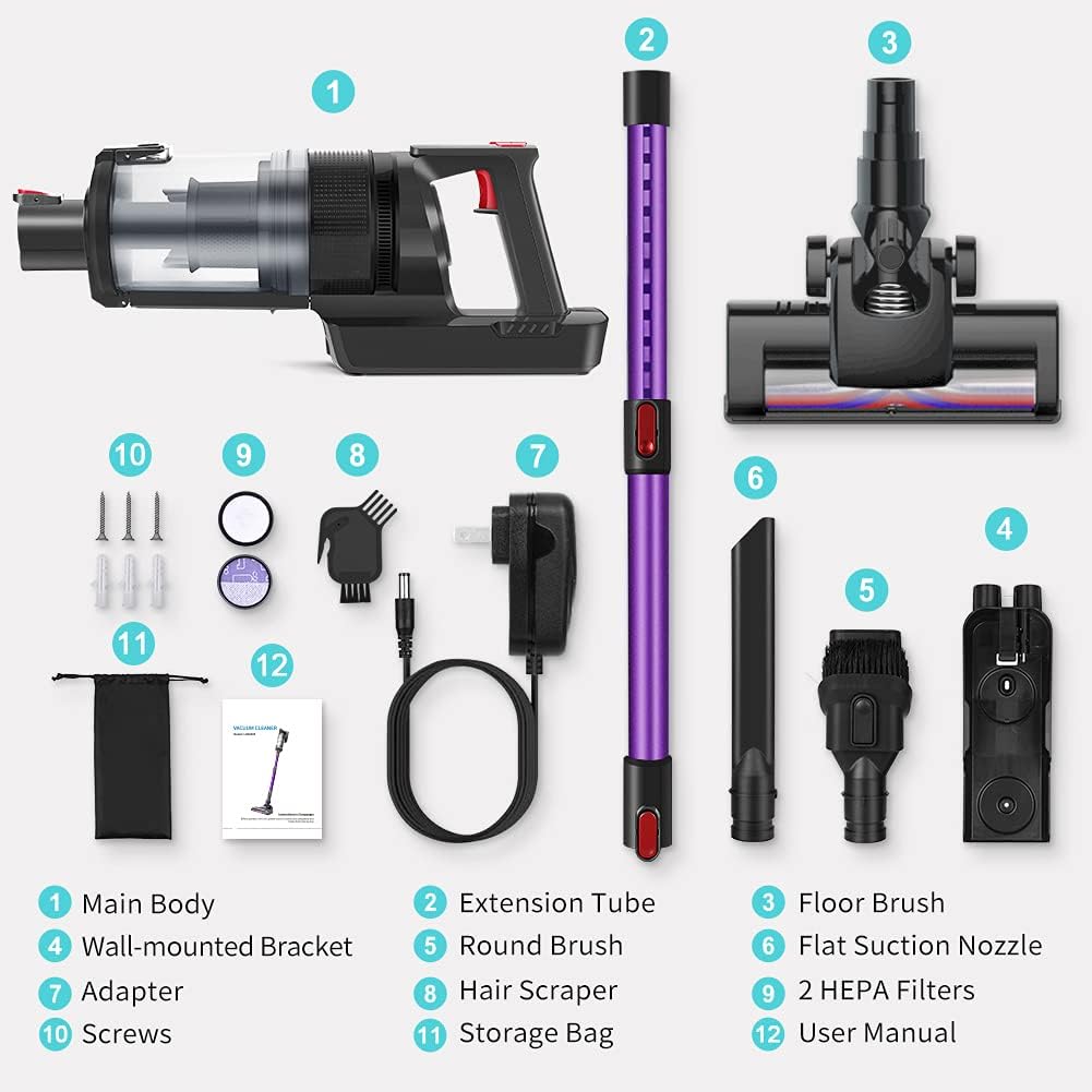 Cordless Stick Vacuum Cleaner 20KPa 4 in 1 with LED Display 40 Minutes Runtime Lightweight G178137