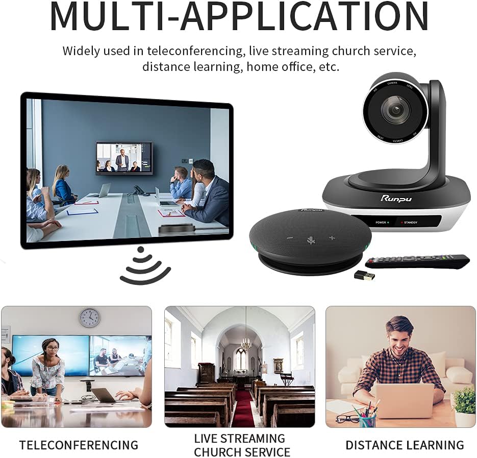 HD1080P PTZ Conference Room Camera with Wireless Bluetooth USB Conference Microphone and Speaker I841718