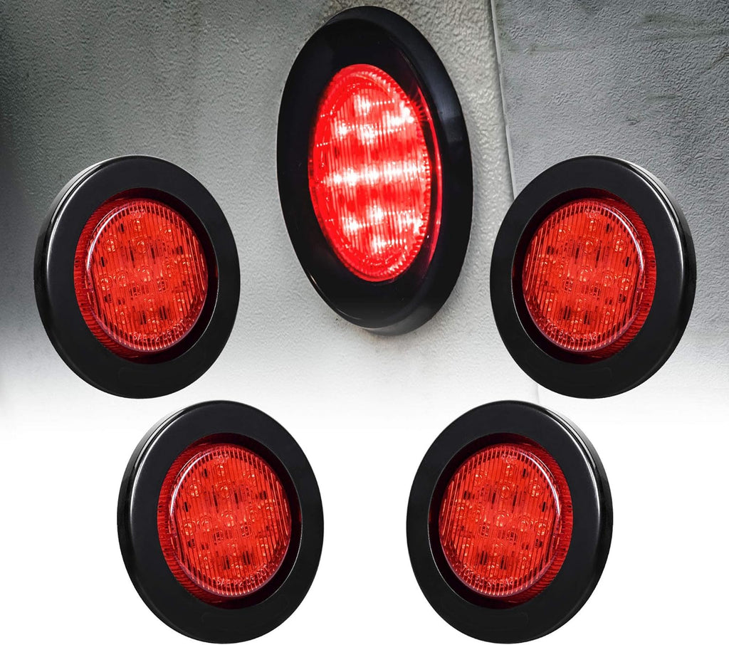 8pc 2.5" Red Round Trailer LED Marker Clearance Lights Waterproof IP67 J599