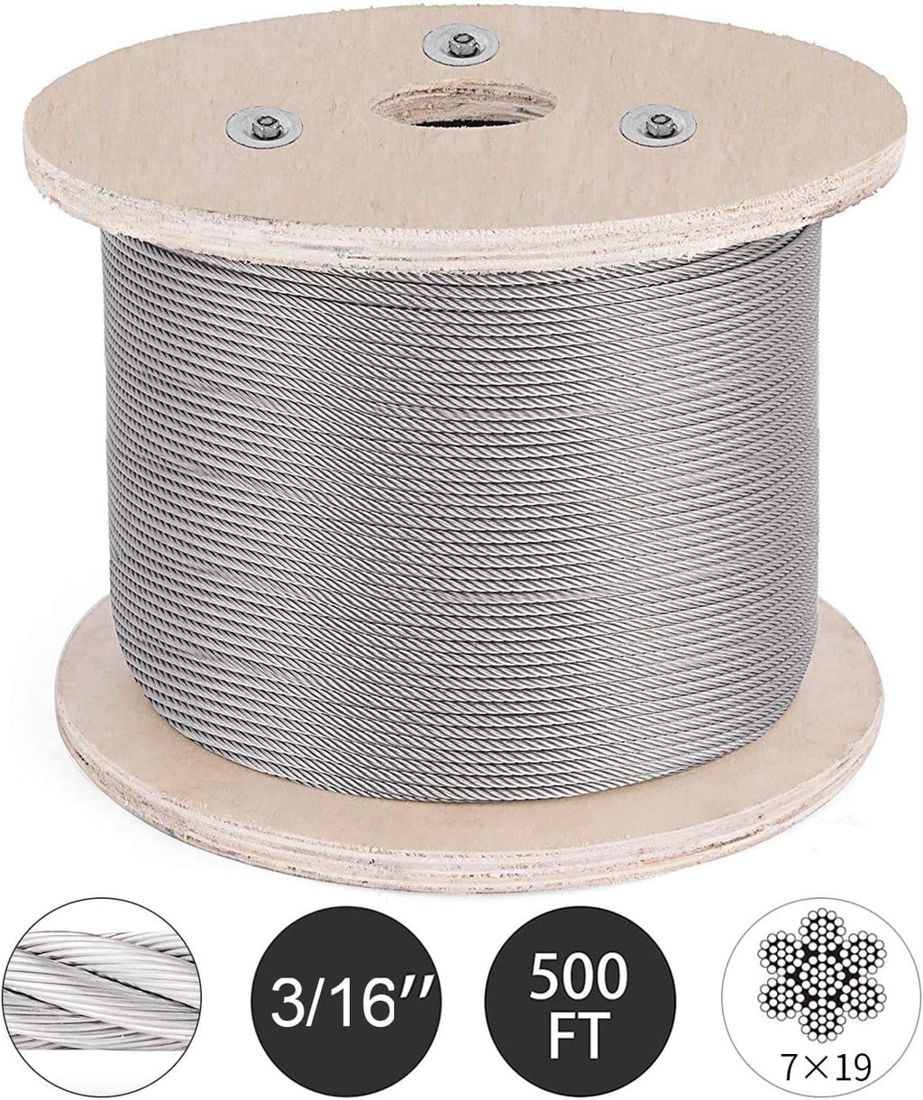 3/16 Inch 7x19 Stainless Steel Aircraft Cable Reel 500FT T316 Wire Rope J50990