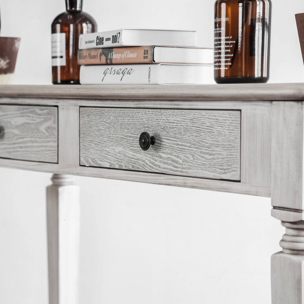 White 52-Inch Solid Wood 2-Drawer Sofa Table X144057