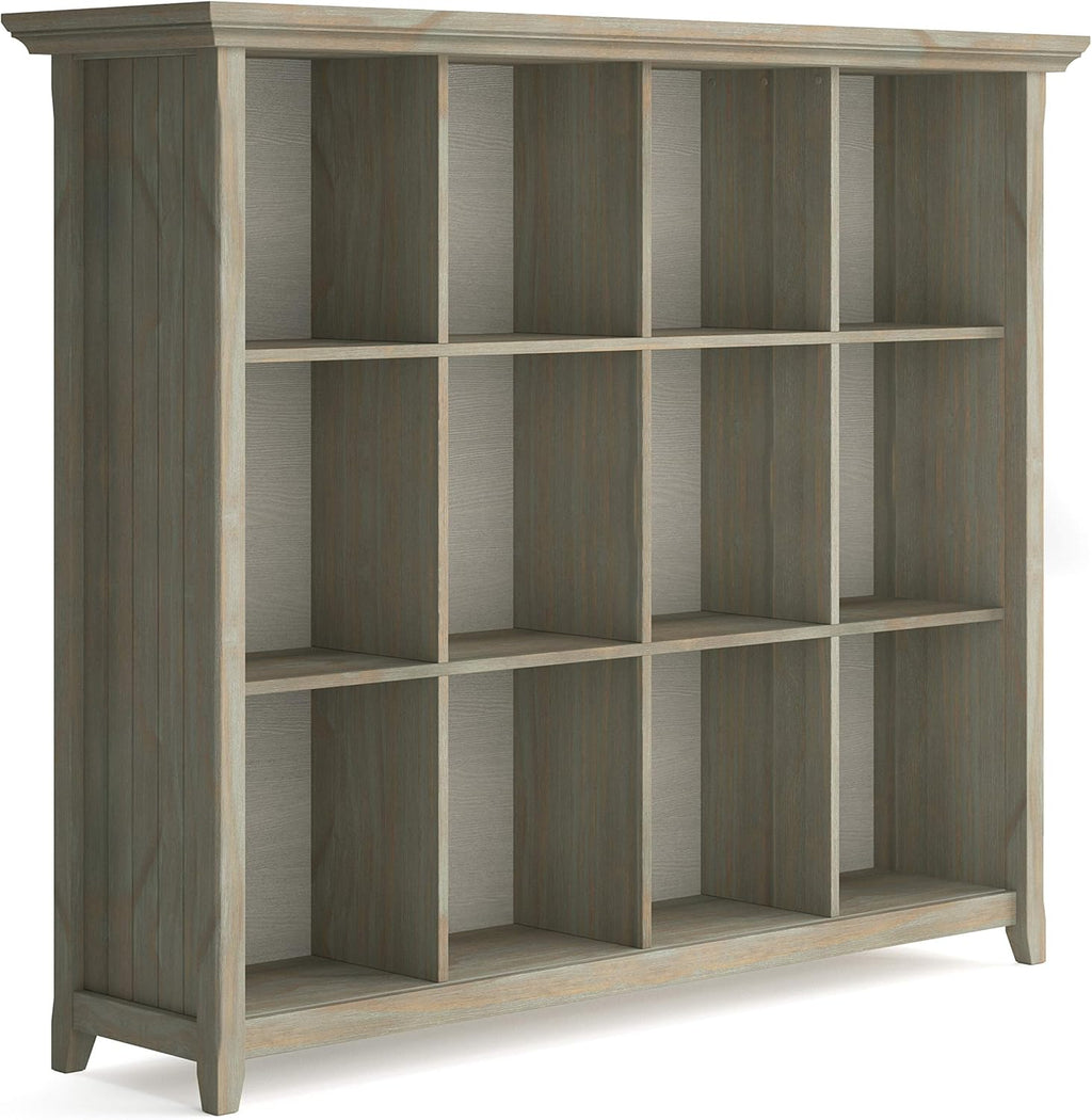 12 Cube Solid Wood Storage in Distressed Grey E770370