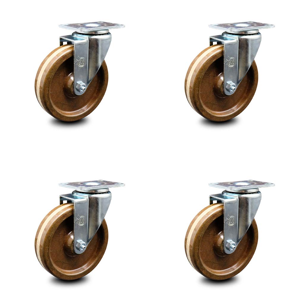 4” x 1.5 Brown High Temperature Phenolic Wheels Caster Set of 4 H52610