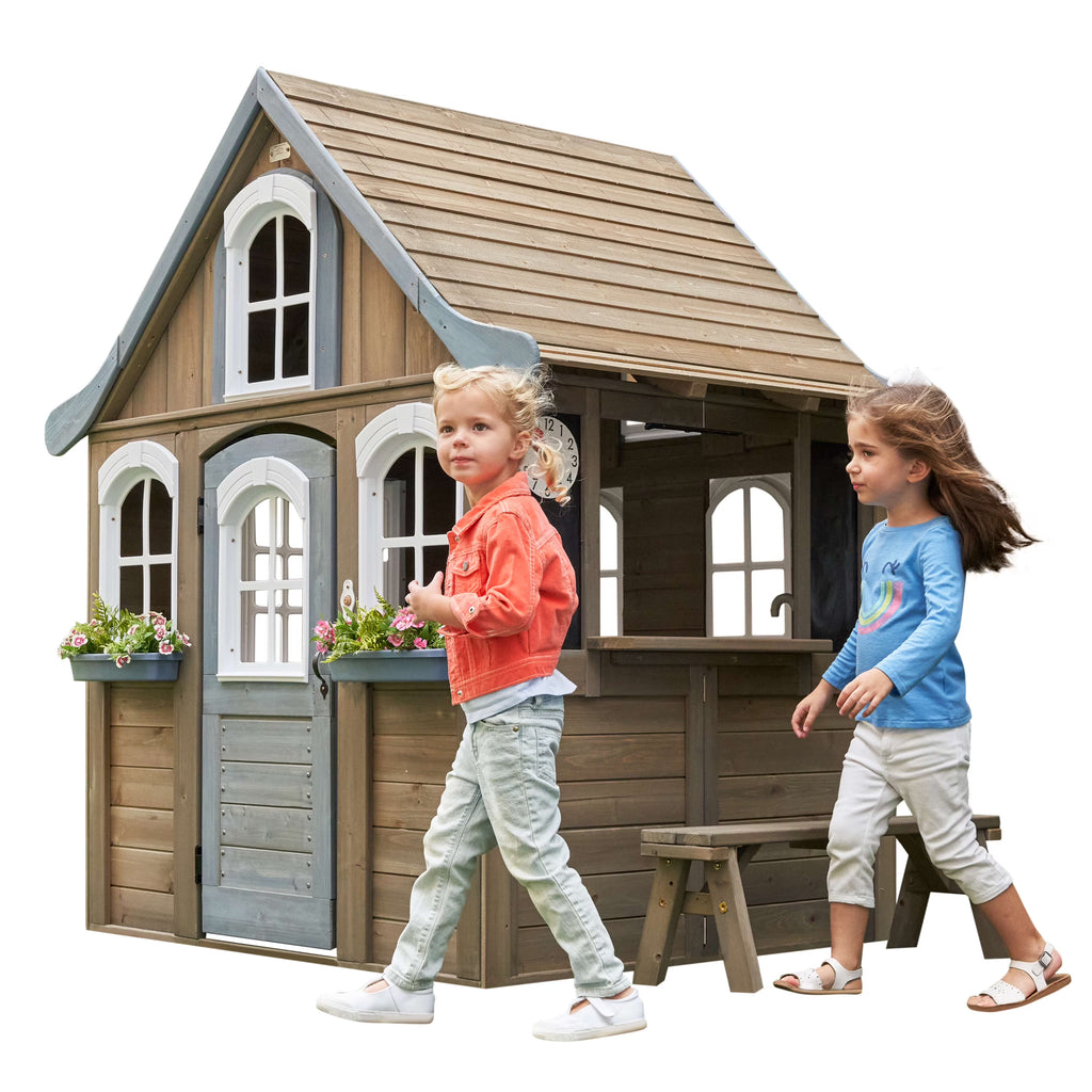 Wooden Outdoor Playhouse with Bench and Kitchen Z2617