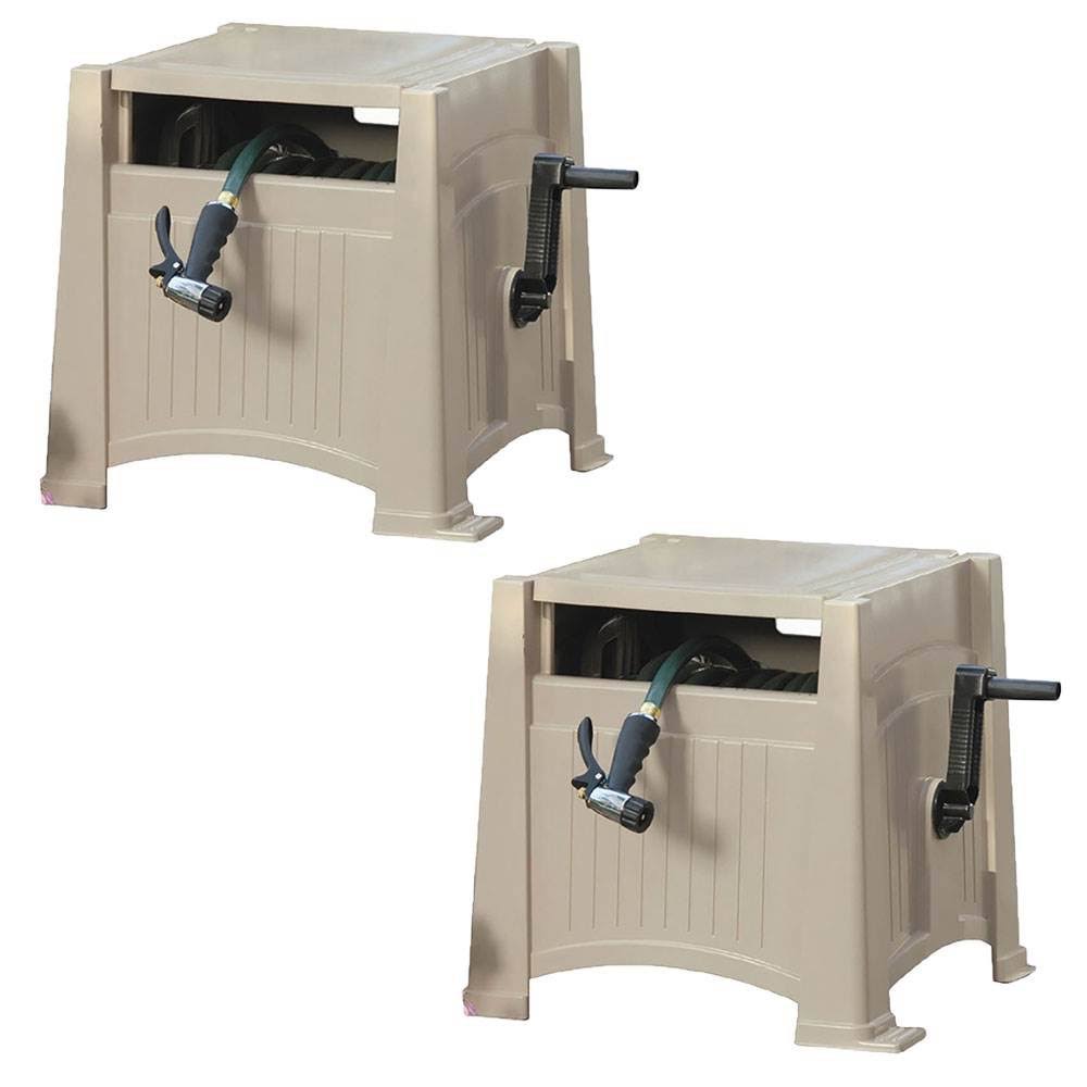 Light Taupe Resin Garden Hose Reel Hideaway (2 Pack) M9192