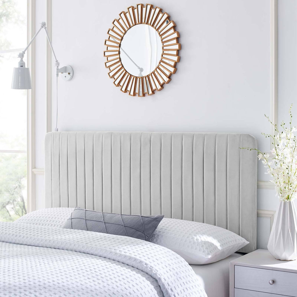 Light Gray Velvet Full/Queen Headboard D7742