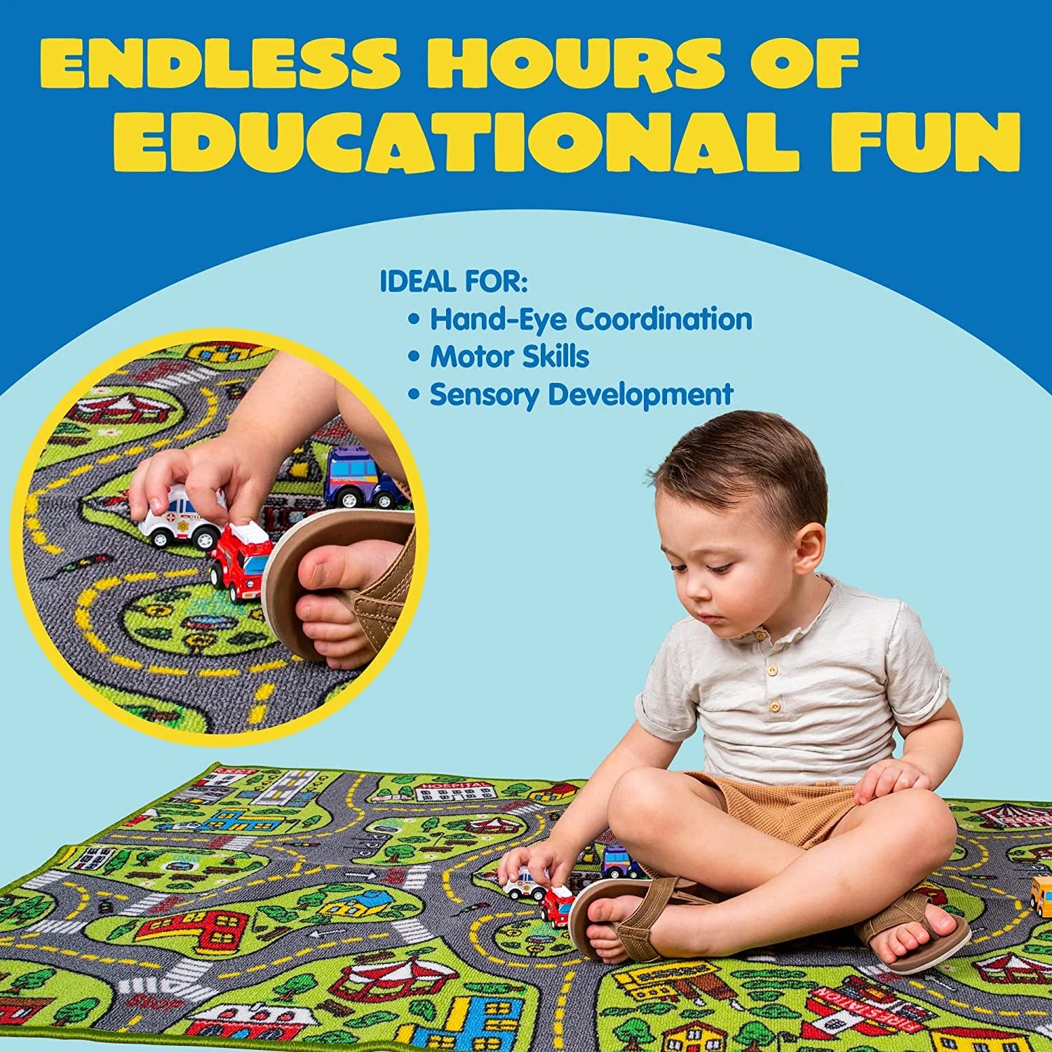 12 Pull-Back Vehicle Kids Carpet Playmat Rug O340588