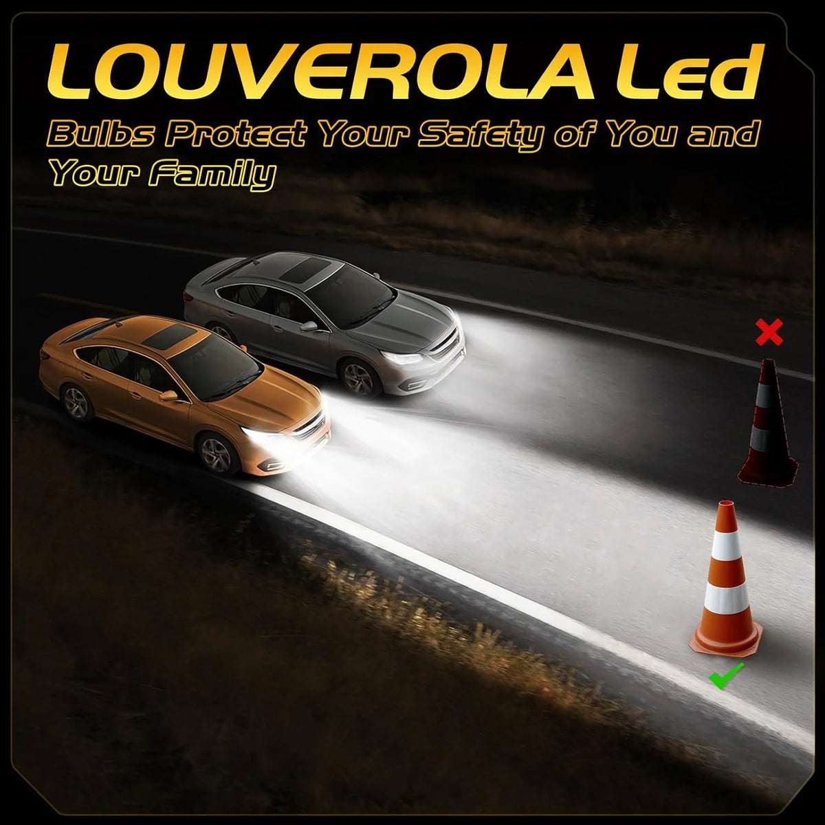 6500K Cool White LED Headlight Bulbs, Pack of 2 P77000