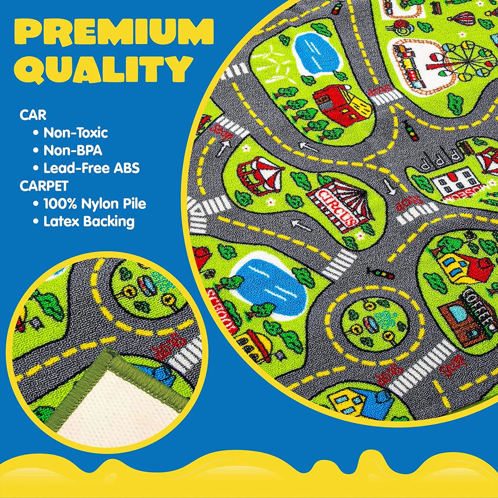 12 Pull-Back Vehicle Kids Carpet Playmat Rug O340588