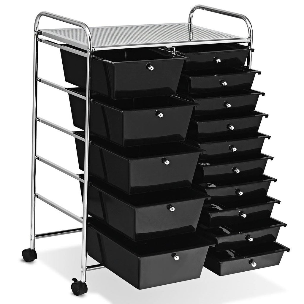 15-Drawer Utility Organizer Rolling Cart with Wheels S39917