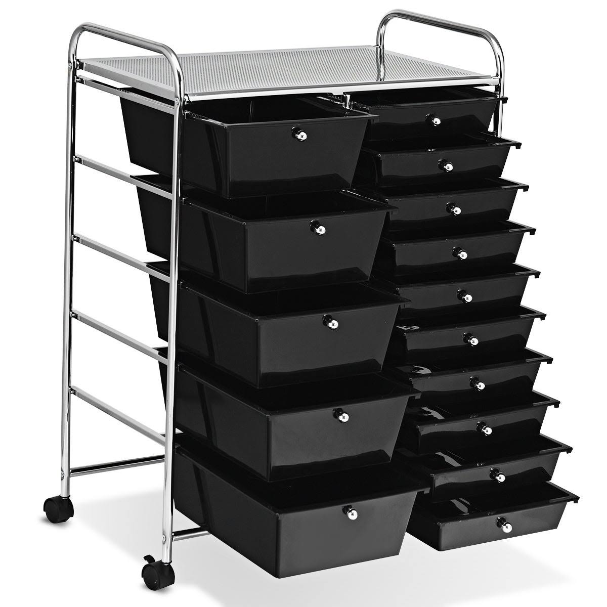 15-Drawer Utility Organizer Rolling Cart with Wheels S39917