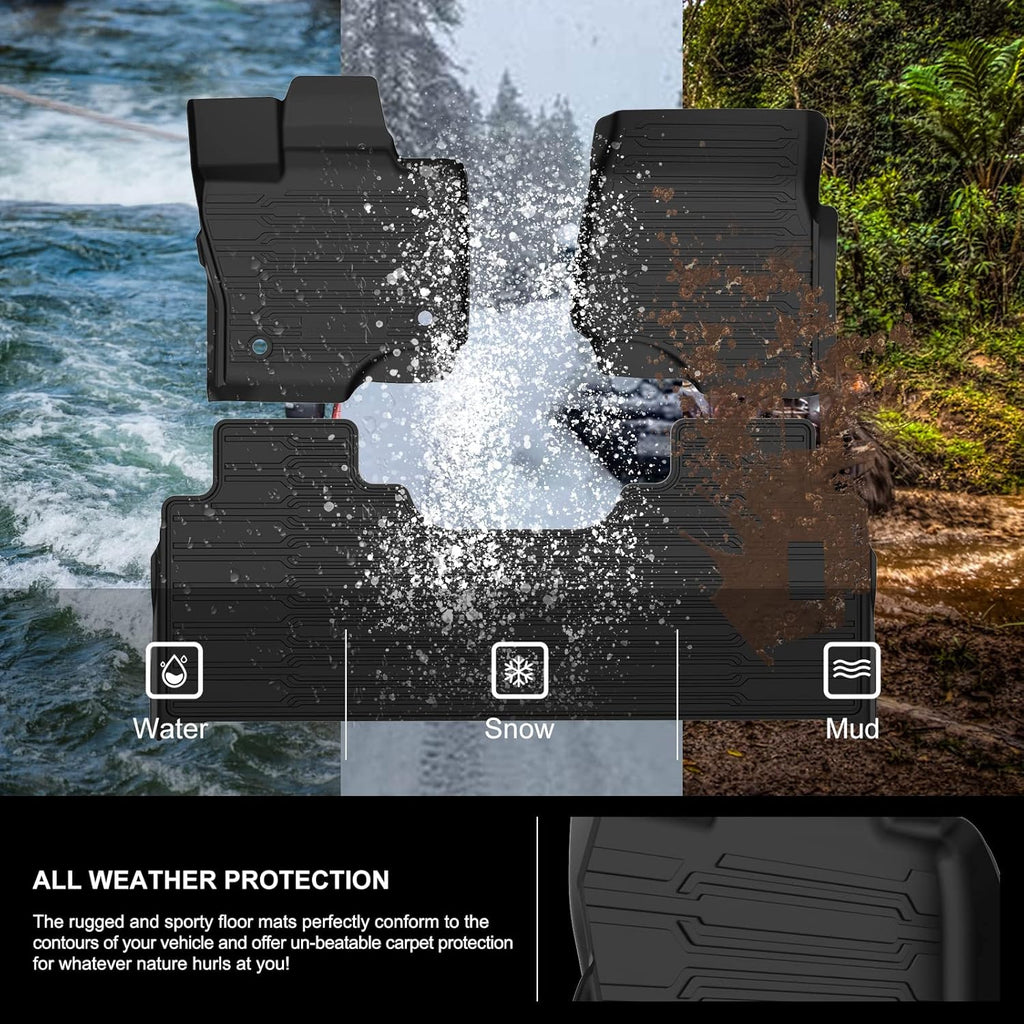 F150 Floor Mats for 2021 2022 Ford F-150 SuperCrew Cab All Weather Custom Fit Liners with Under Seat Lux Box A62673