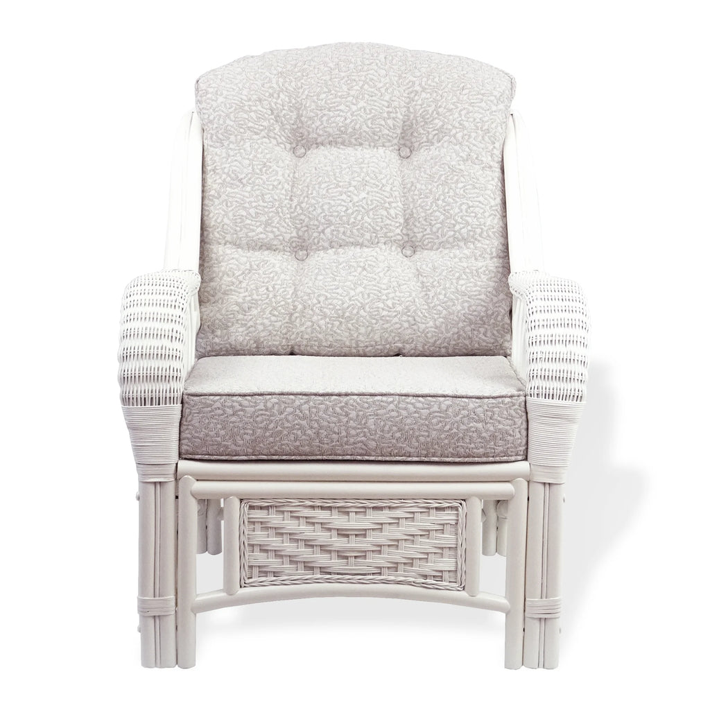 Rattan Wicker Living Room Set 4 Pieces: 2 Lounge Chair ThreeSeater/Sofa Coffee Table White Color with Cushion U3566