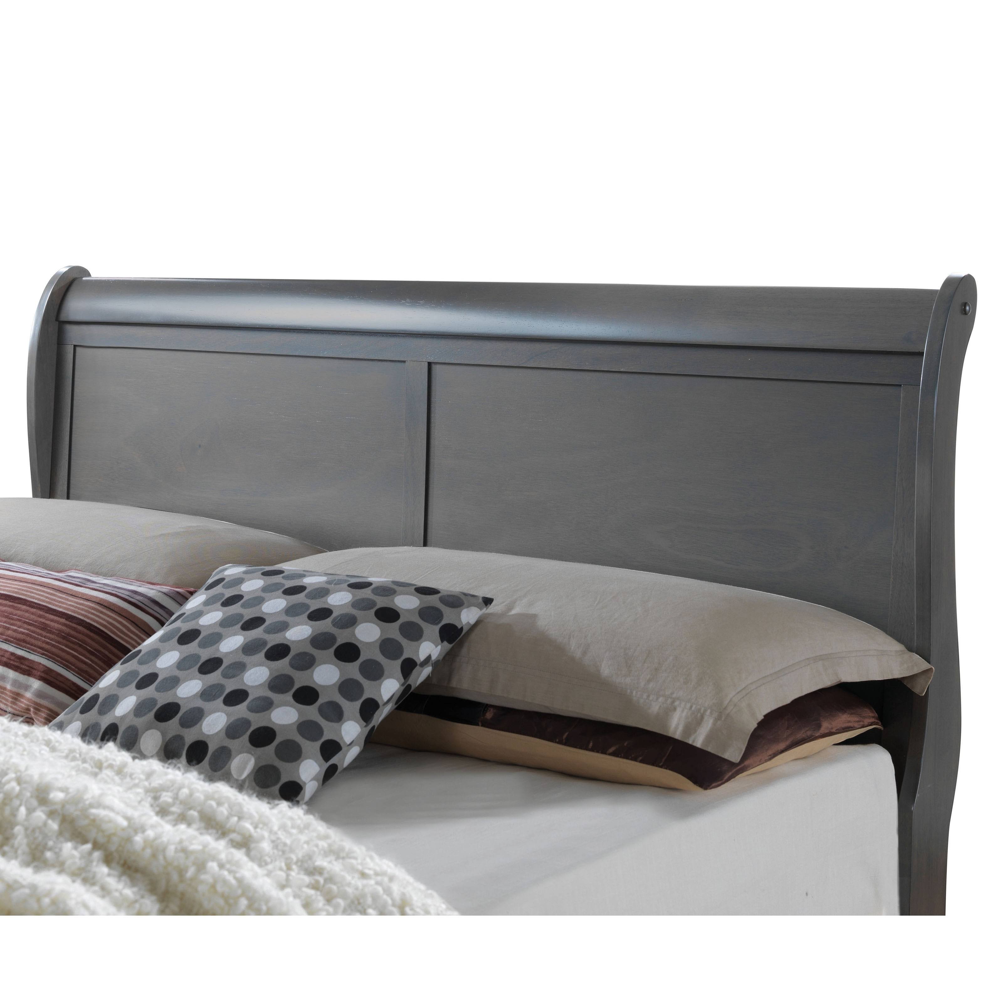 Grey Solid Wood Sleigh Bed W122